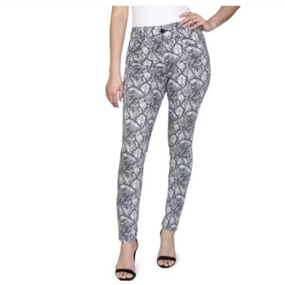 Seven 7 Tummy less High Rise Skinny Pants Size 10 Neutral Snake Print Slimming - Picture 1 of 6